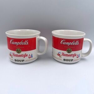 1989 Campbell's Soup Homestyle Mug Set of 2 Ceramic Coffee Cups Vintage